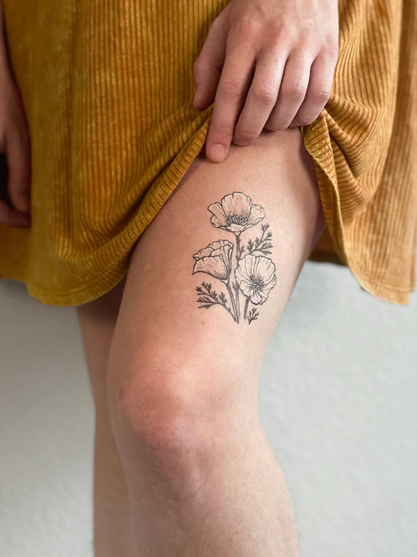 Golden Poppy Temporary Tattoo