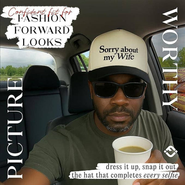 Two Tone Cap - Sorry About My Wife - Black/Beige
