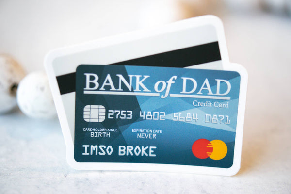 Bank Of Dad, White Vinyl , Sticker, 3 in.