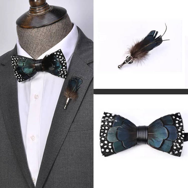 Handmade FeatherBowtie W/free Lapel Pin      