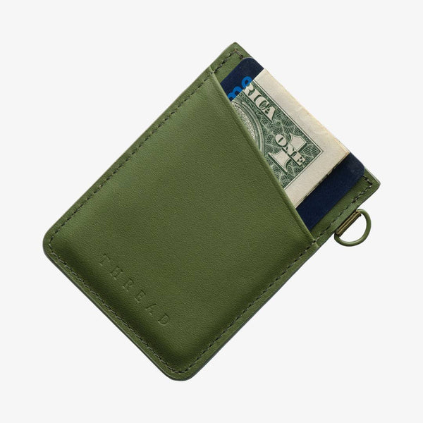 Olive - Vertical Leather Wallet