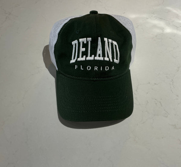 Vintage DeLand unstructured mesh green/white hat